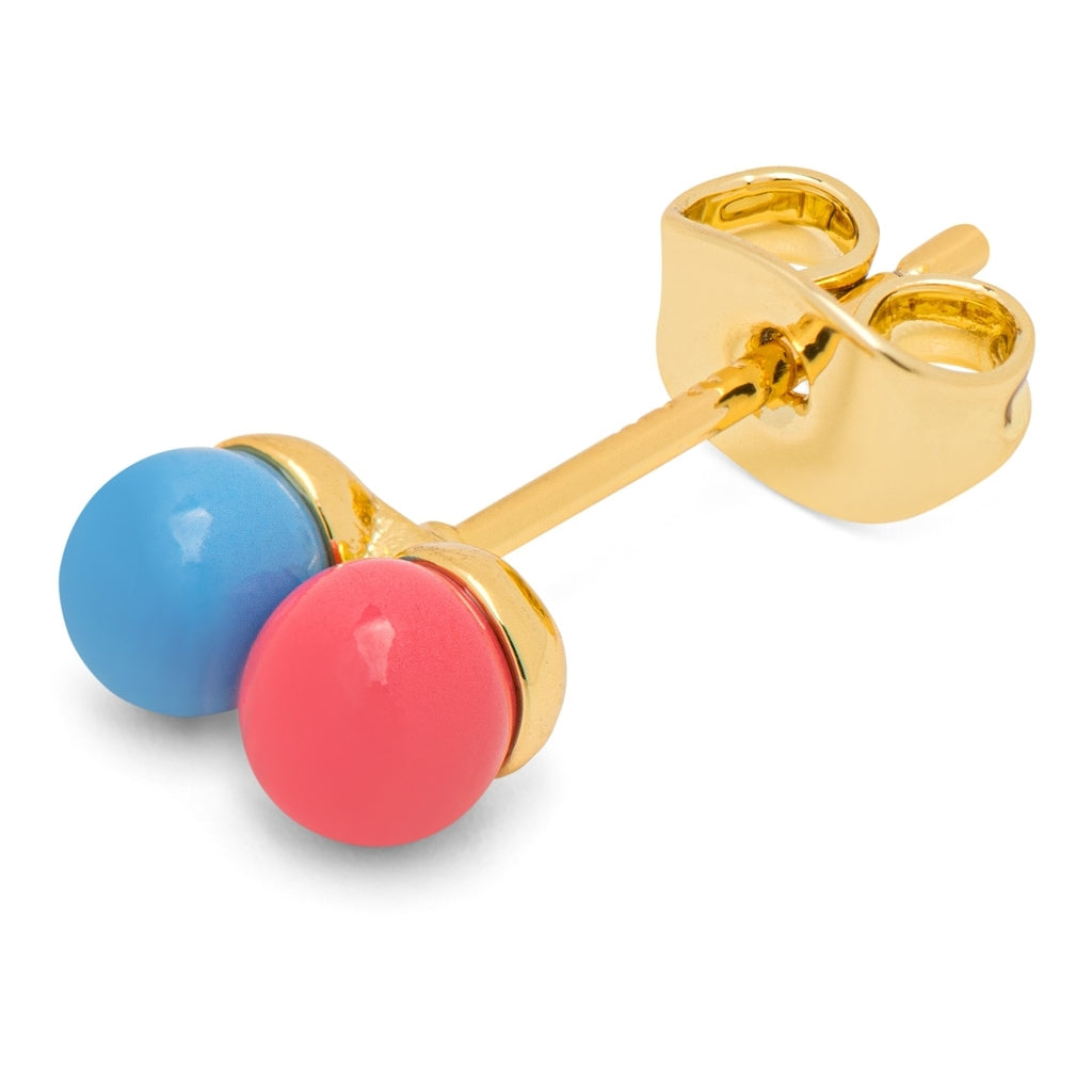 LULU Copenhagen Double Color Ball earring 1 pcs Ear stud, 1 pcs Light Blue - Coral Pink