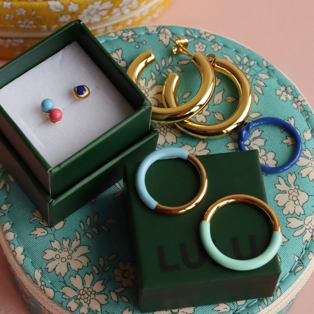 LULU Copenhagen Double Color Ring gold plated Rings Gold/Light Blue