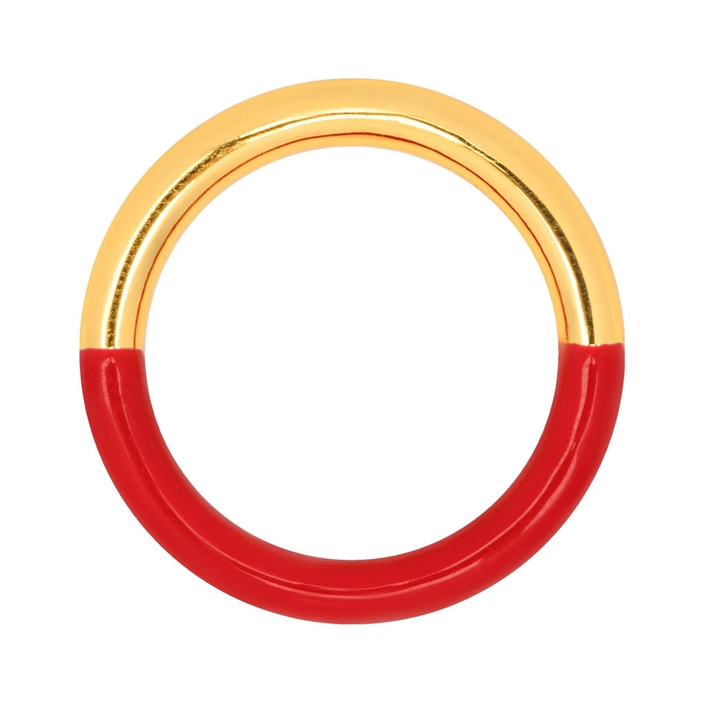 LULU Copenhagen Double Color Ring gold plated Rings Gold/Passion Red