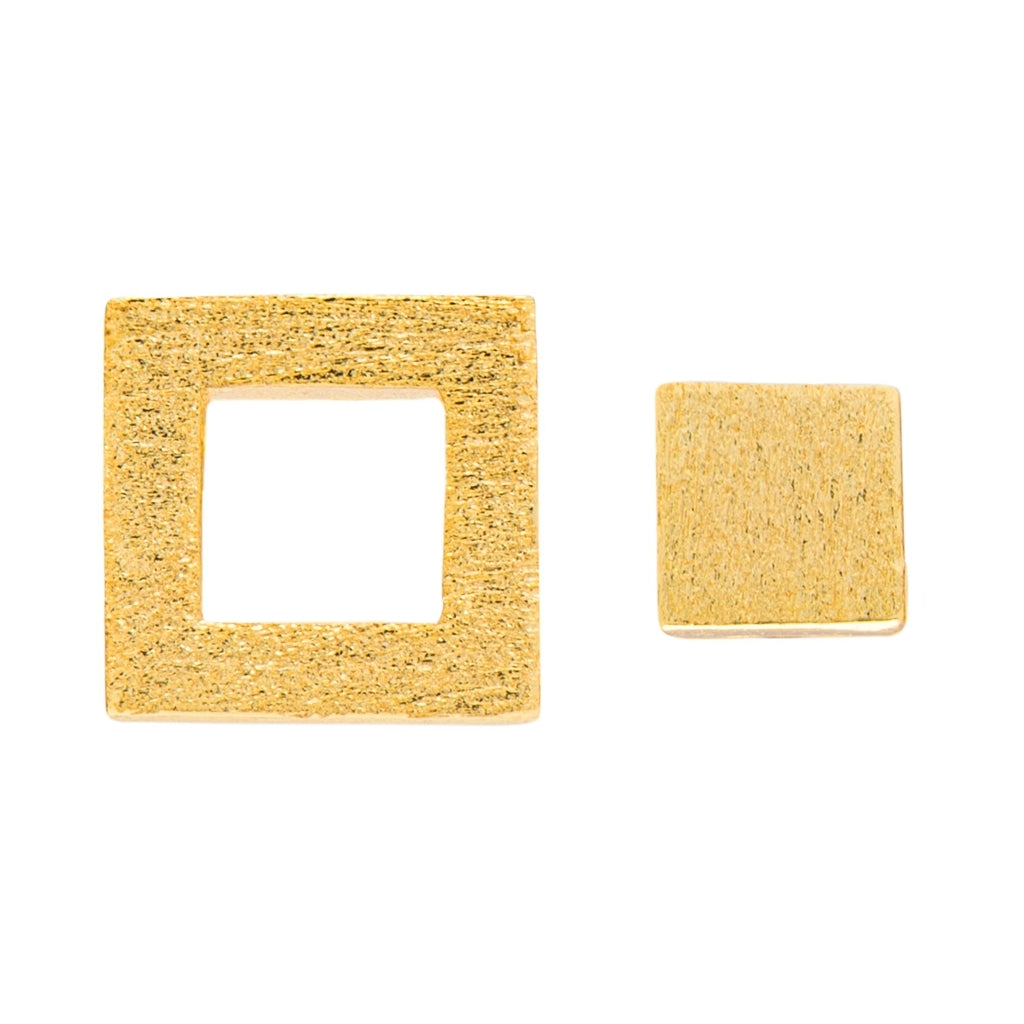 LULU Copenhagen Family Square pair Earrings, pairs Gold plated