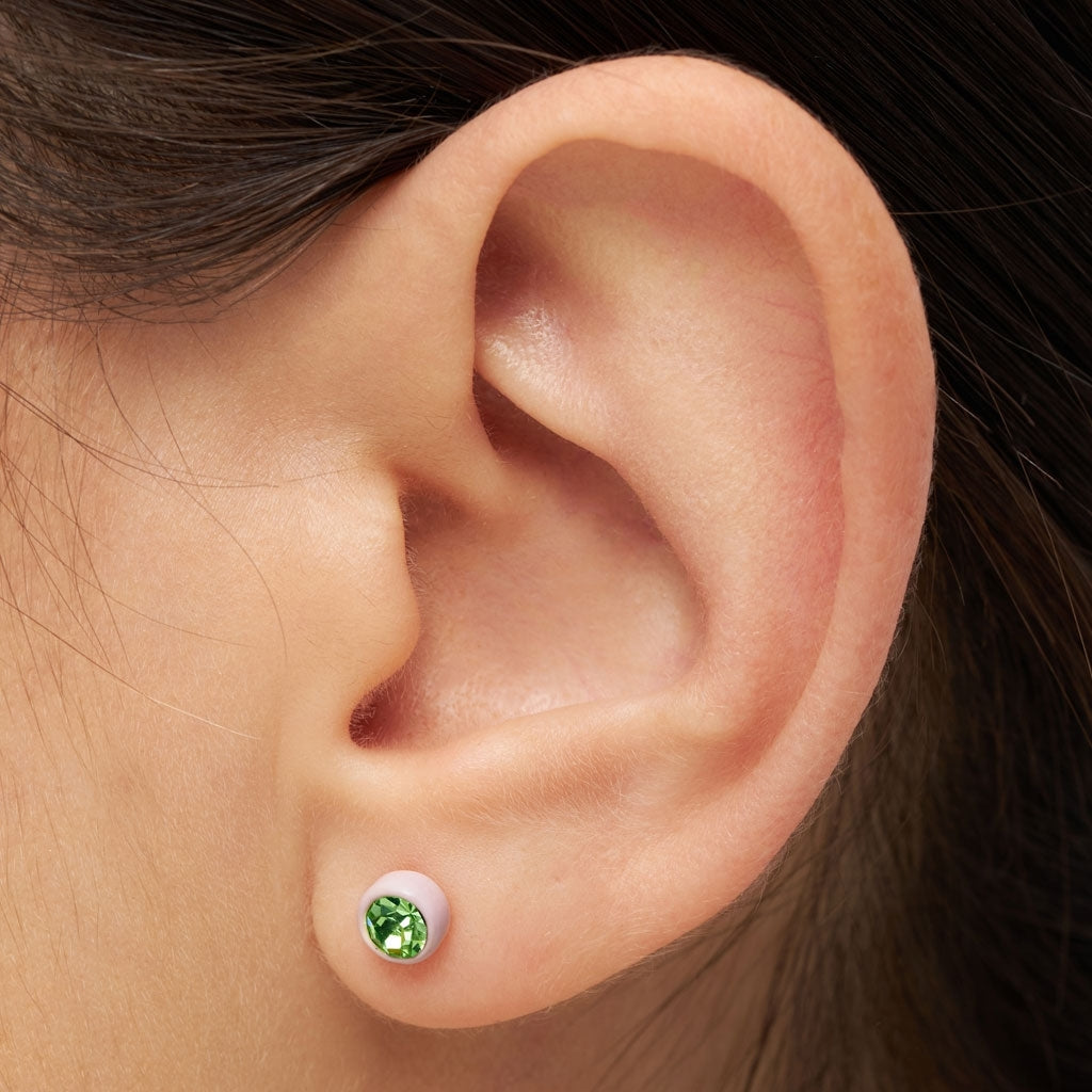 LULU Copenhagen Gala Crystal Round earring 1 pcs Ear stud, 1 pcs Olivine/Silk Light Pink