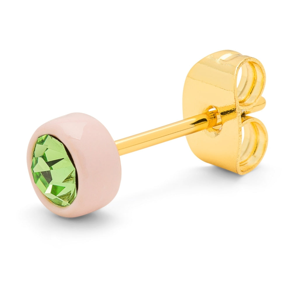 LULU Copenhagen Gala Crystal Round earring 1 pcs Ear stud, 1 pcs Olivine/Silk Light Pink