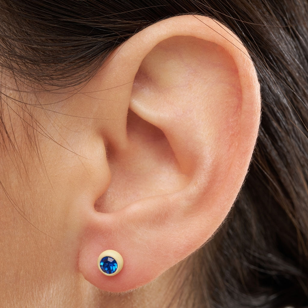 LULU Copenhagen Gala Crystal Round earring 1 pcs Ear stud, 1 pcs Sapphire/Soft Yellow