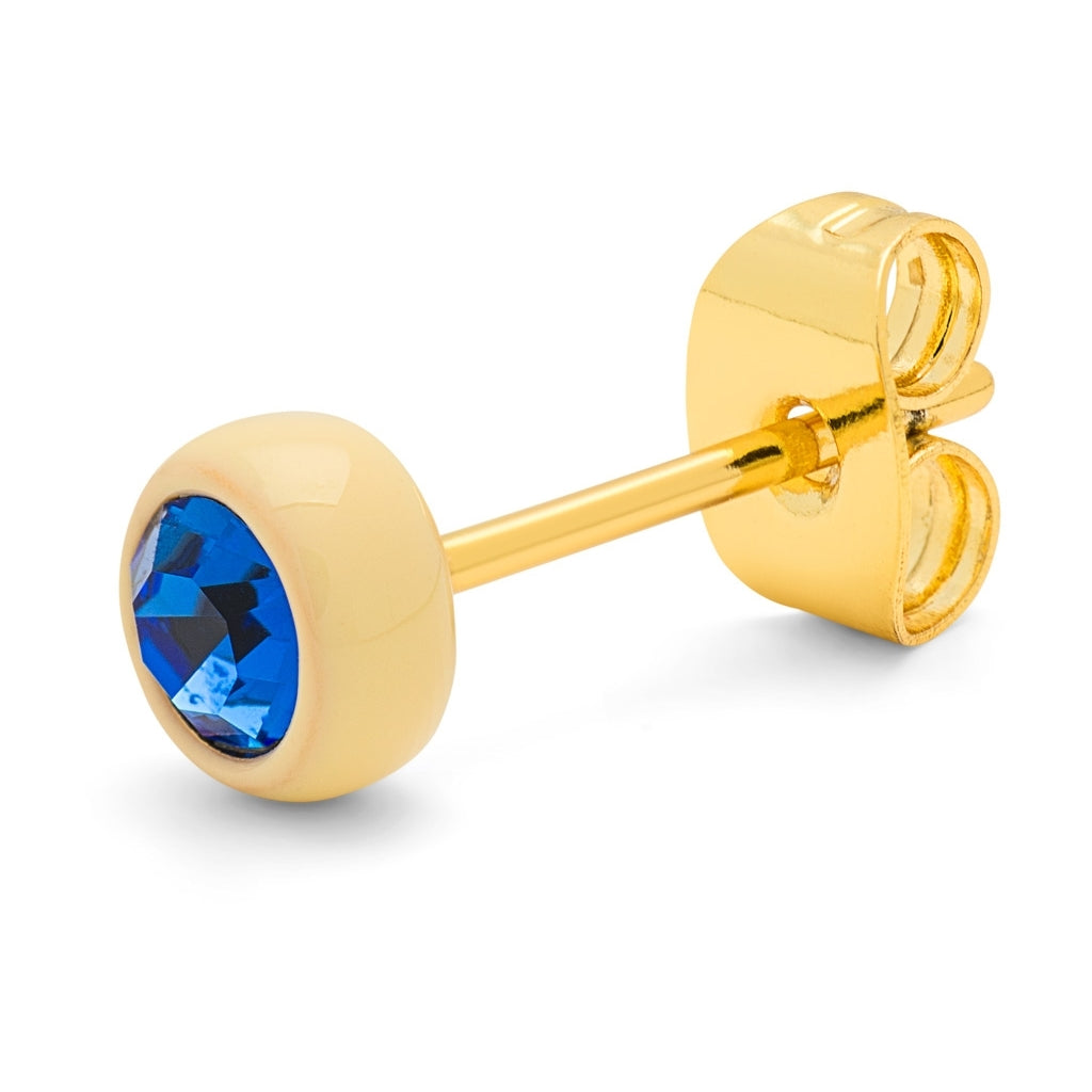 LULU Copenhagen Gala Crystal Round earring 1 pcs Ear stud, 1 pcs Sapphire/Soft Yellow