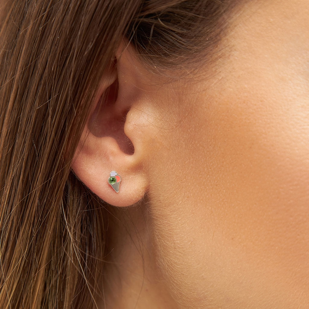 LULU Copenhagen Ice Cone Crystal earring 1 pcs Ear stud, 1 pcs Silver Plated