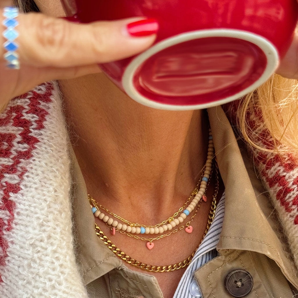 LULU Copenhagen Love U Necklace gold plated Necklaces Burnt Coral