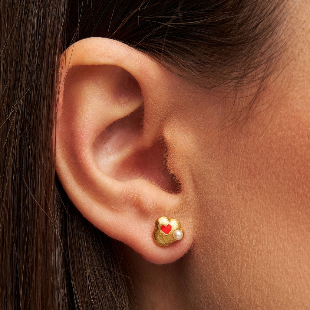 LULU Copenhagen Magic Stone Heart earring 1 pcs Ear stud, 1 pcs Gold plated