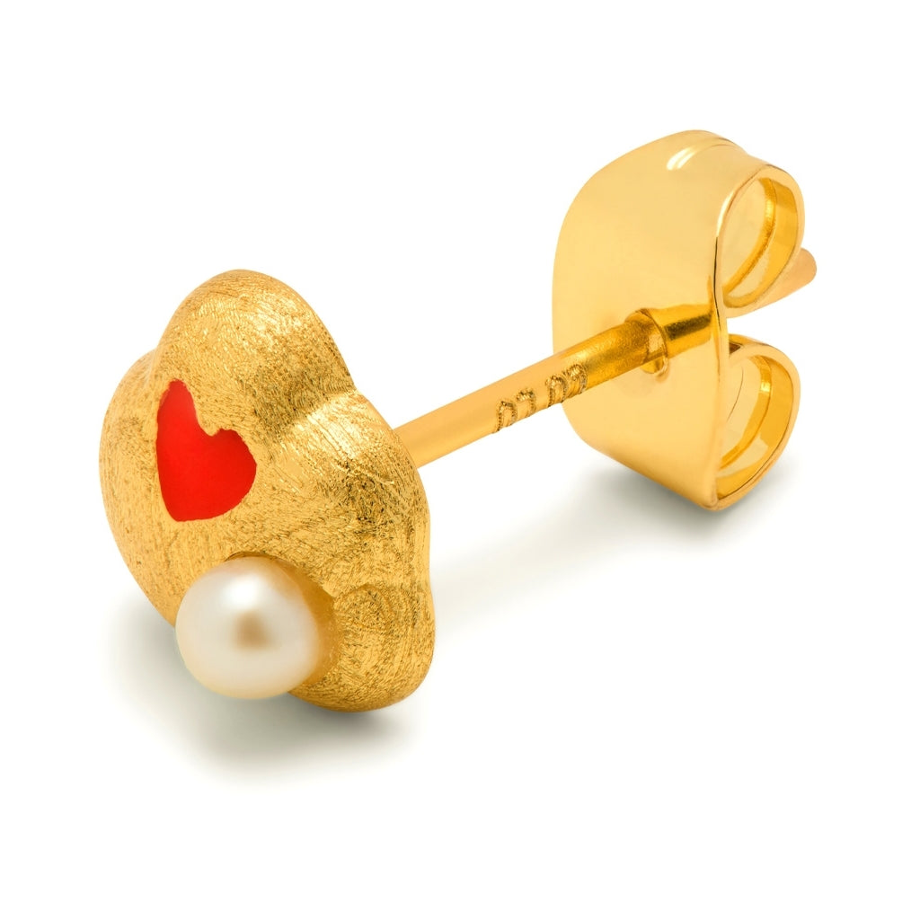 LULU Copenhagen Magic Stone Heart earring 1 pcs Ear stud, 1 pcs Gold plated