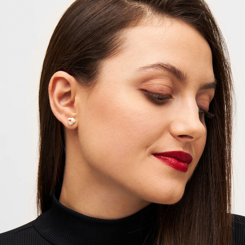 LULU Copenhagen Magic Stone Heart earring 1 pcs Ear stud, 1 pcs Silver Plated