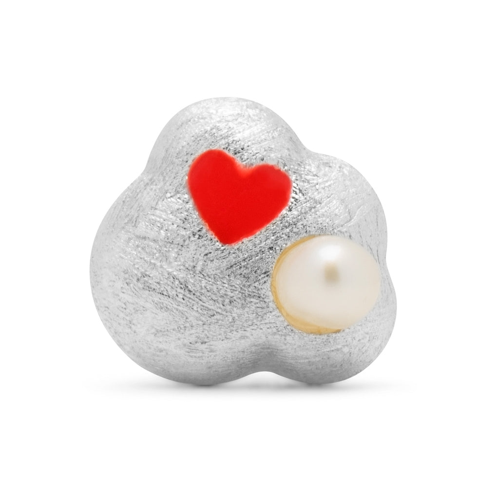 LULU Copenhagen Magic Stone Heart earring 1 pcs Ear stud, 1 pcs Silver Plated