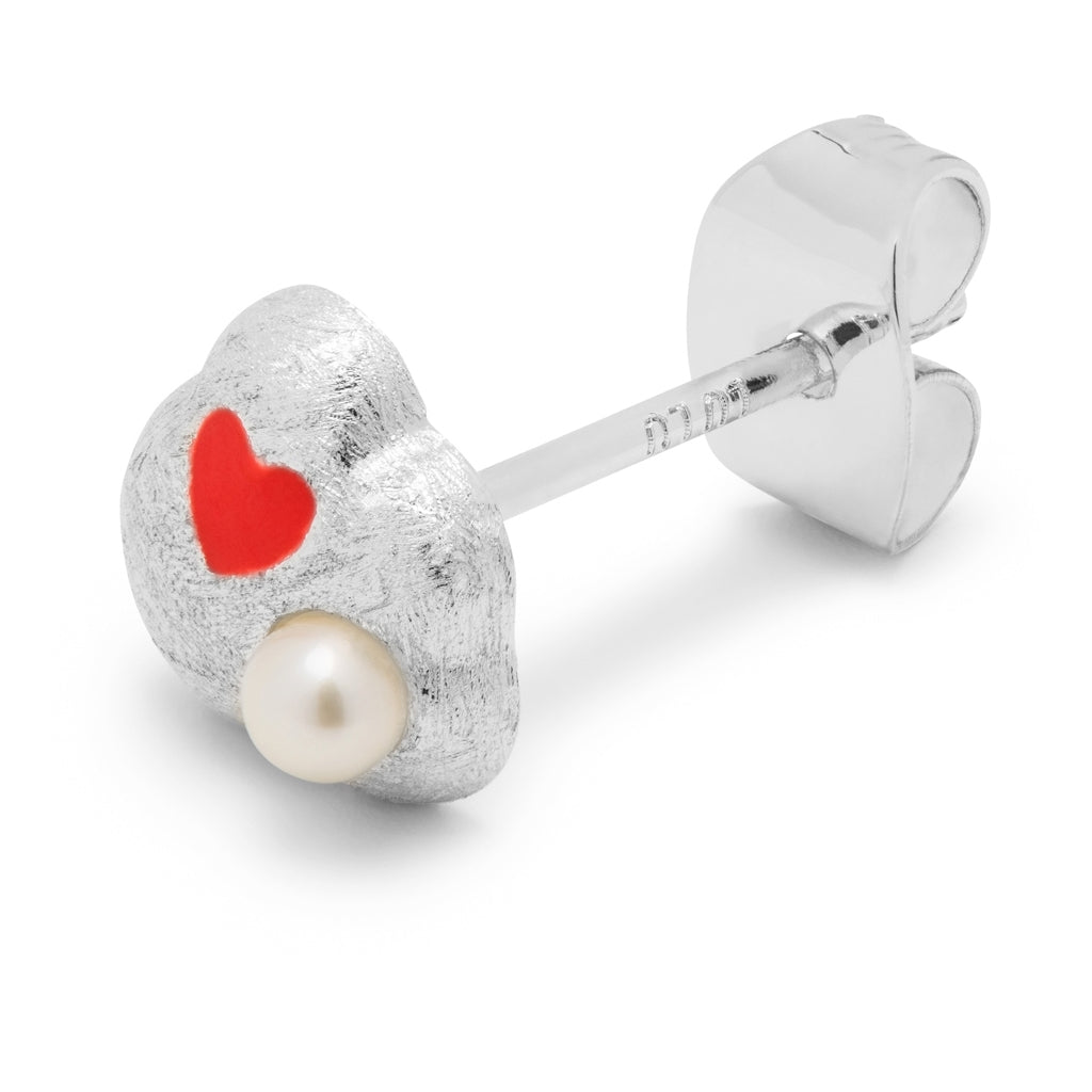 LULU Copenhagen Magic Stone Heart earring 1 pcs Ear stud, 1 pcs Silver Plated