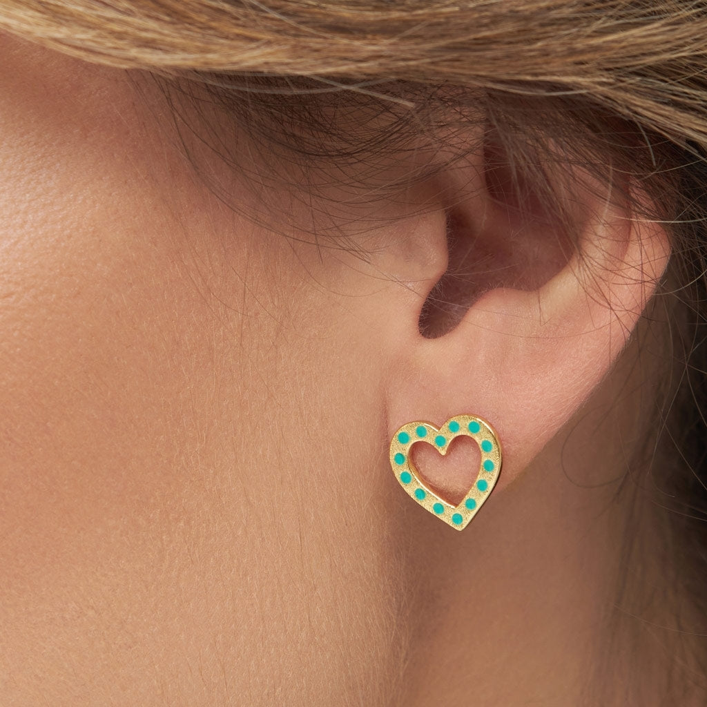 LULU Copenhagen OMG Heart earring 1 gold plated Ear stud, 1 pcs Light Green