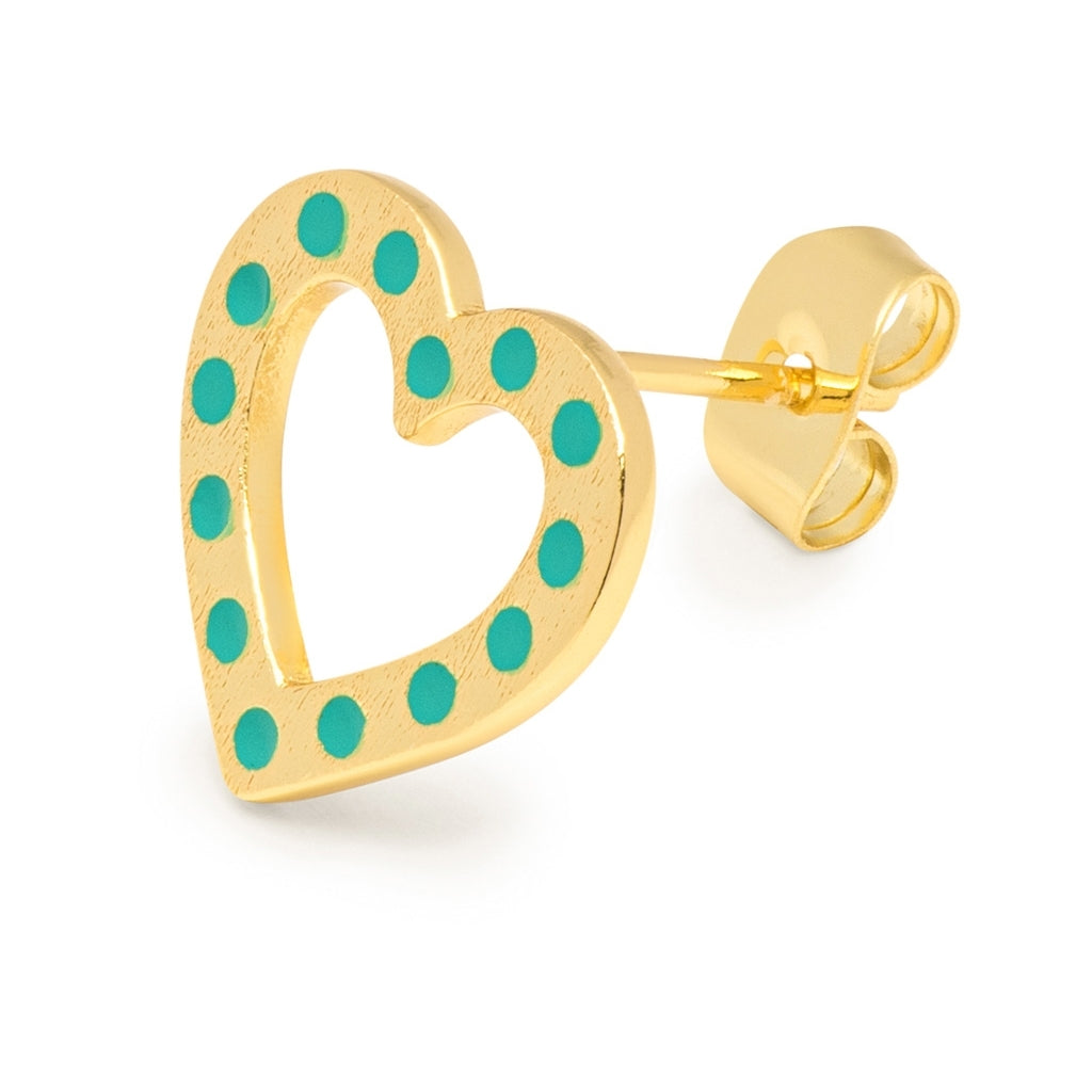 LULU Copenhagen OMG Heart earring 1 gold plated Ear stud, 1 pcs Light Green