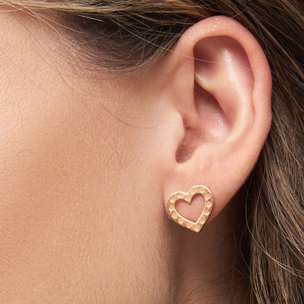 LULU Copenhagen OMG Heart earring 1 gold plated Ear stud, 1 pcs Orange/Coral