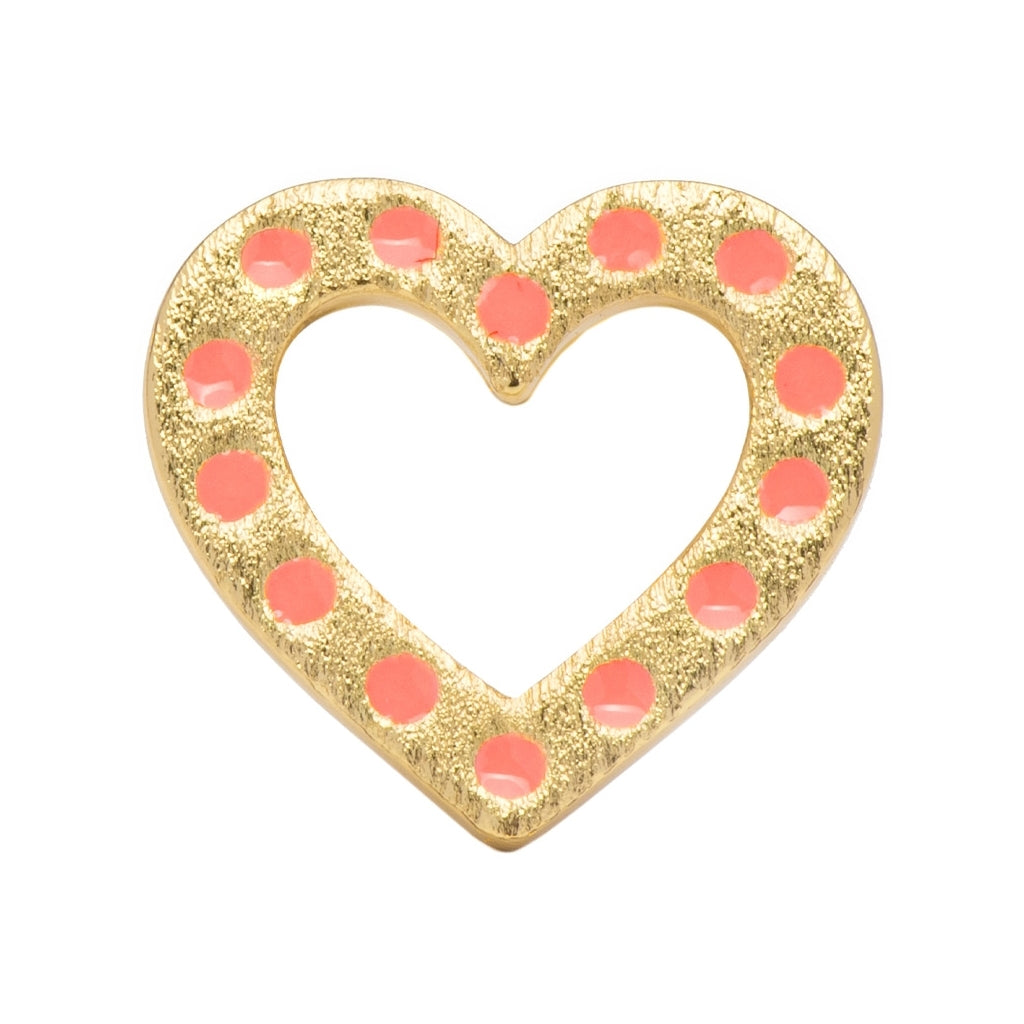 LULU Copenhagen OMG Heart earring 1 gold plated Ear stud, 1 pcs Orange/Coral
