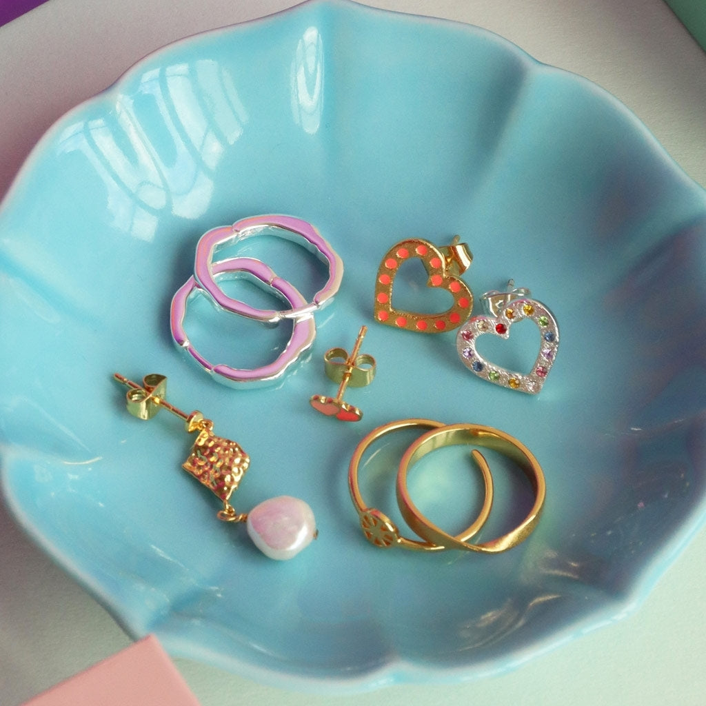 LULU Copenhagen OMG Heart earring 1 gold plated Ear stud, 1 pcs Orange/Coral
