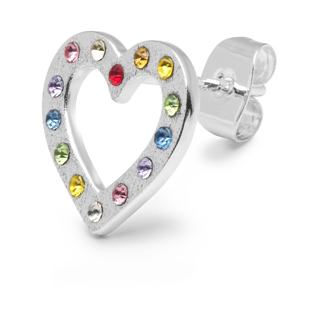 LULU Copenhagen OMG Heart earring 1 pcs silver plated Ear stud, 1 pcs Rainbow