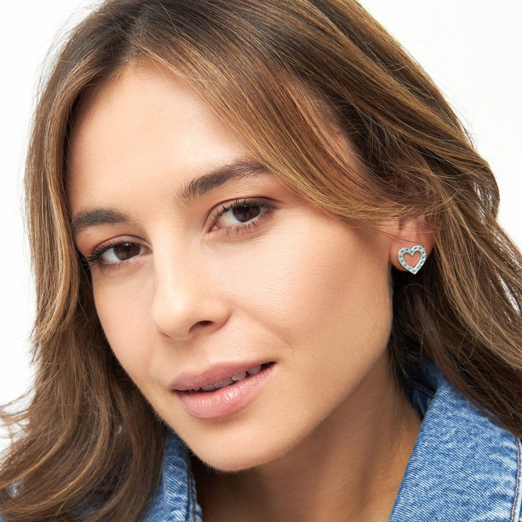 LULU Copenhagen OMG Heart earring 1 pcs silver plated Ear stud, 1 pcs Light Green