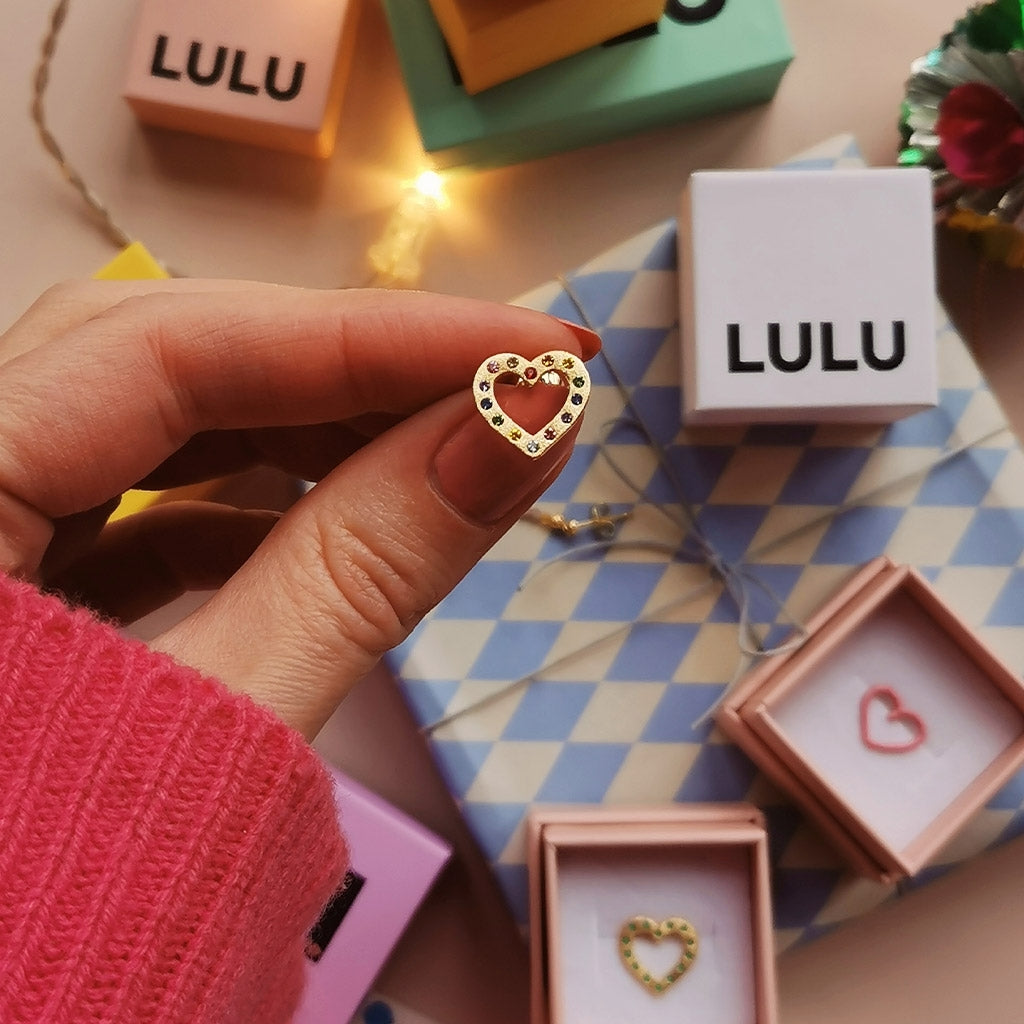 LULU Copenhagen OMG Heart earring 1 pcs silver plated Ear stud, 1 pcs Light Green