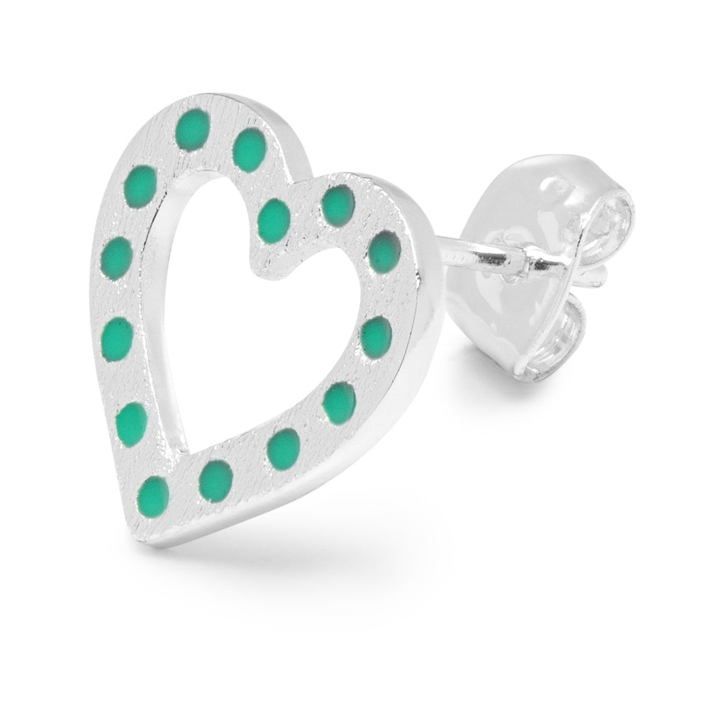 LULU Copenhagen OMG Heart earring 1 pcs silver plated Ear stud, 1 pcs Light Green
