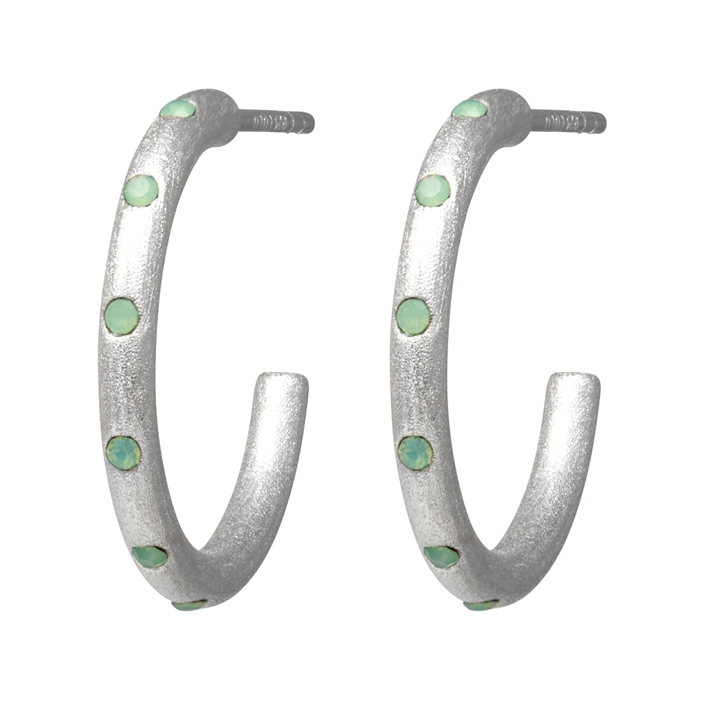 LULU Copenhagen OMG Hoops Medium pair silver plated Hoops Light Green