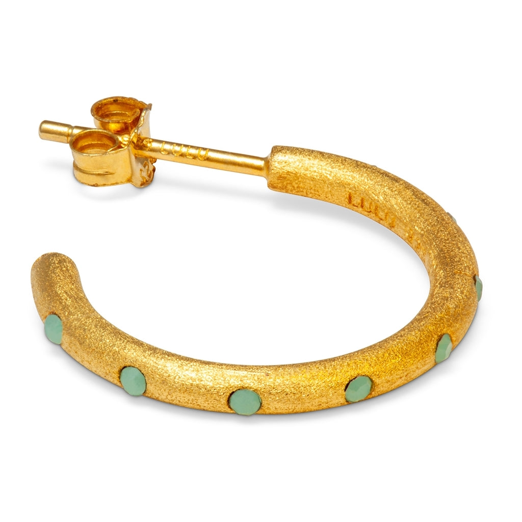 LULU Copenhagen OMG Hoops Medium par gold plated Hoops Light Green