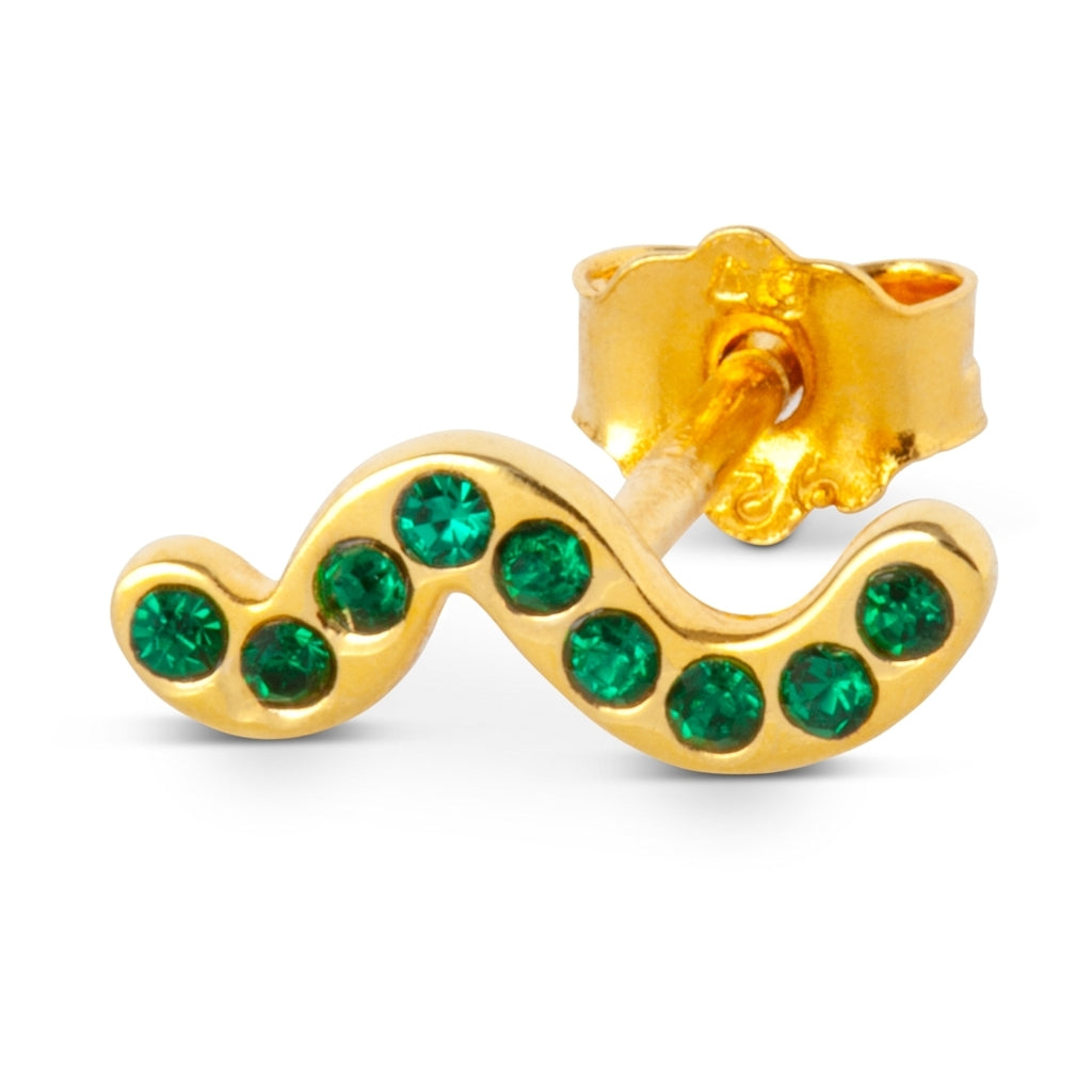 LULU Copenhagen Snaky earring 1 pcs gold plated Ear stud, 1 pcs Green