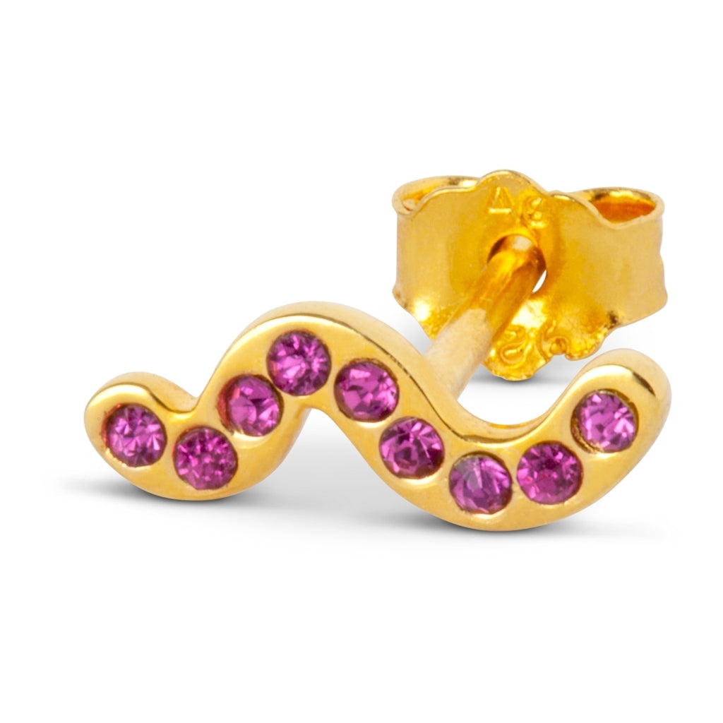 LULU Copenhagen Snaky earring 1 pcs gold plated Ear stud, 1 pcs Pink