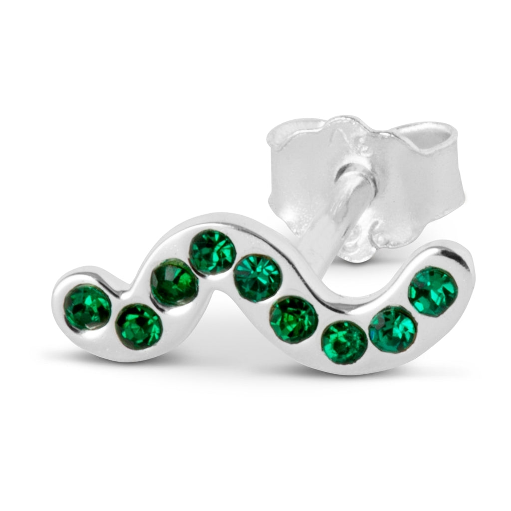 LULU Copenhagen Snaky earring 1 pcs silver plated Ear stud, 1 pcs Green