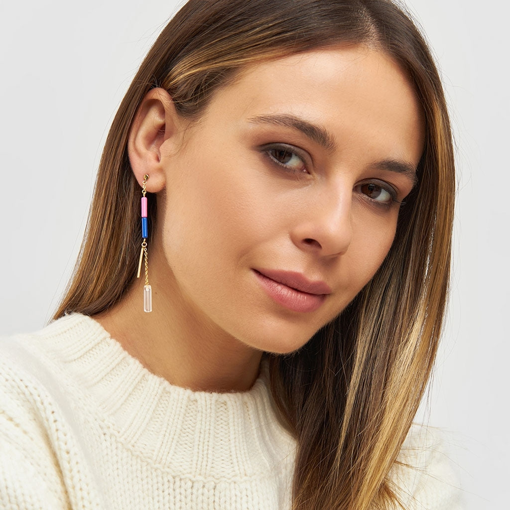 LULU Copenhagen Topping Long Crystal earring 1 pcs Ear stud, 1 pcs Gold plated