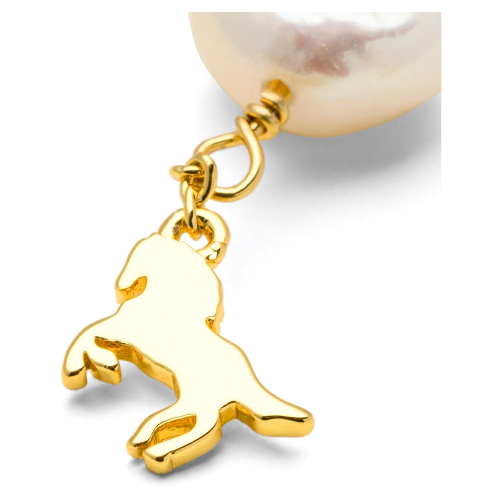 LULU Copenhagen Wild Horse Pearl earring 1 pcs gold plated Ear stud, 1 pcs Gold plated