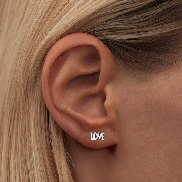 LULU Copenhagen Word - Love 1 pcs Ear stud, 1 pcs Silver