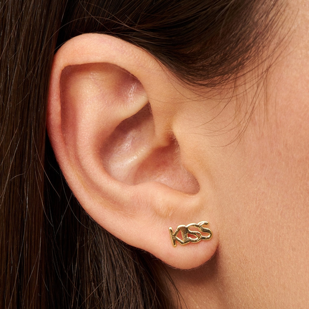 LULU Copenhagen Word Kiss earring 1 pcs Ear stud, 1 pcs Gold plated