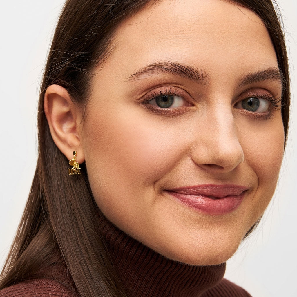 LULU Copenhagen Word Love Dangling earring 1 pcs Ear stud, 1 pcs Gold plated