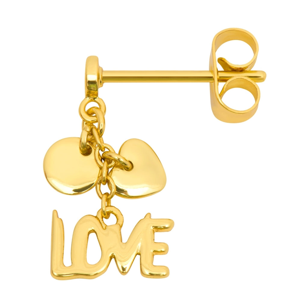 LULU Copenhagen Word Love Dangling earring 1 pcs Ear stud, 1 pcs Gold plated