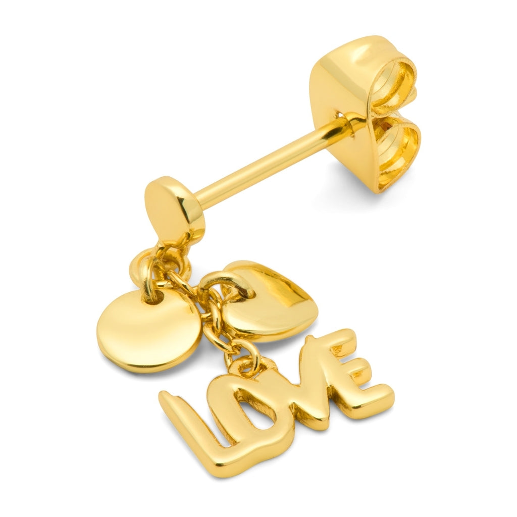 LULU Copenhagen Word Love Dangling earring 1 pcs Ear stud, 1 pcs Gold plated