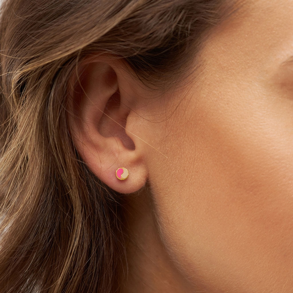 LULU Copenhagen Yin Yang 1 earring pcs Ear stud, 1 pcs Pink/Buttercream