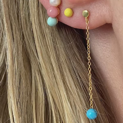 LULU Copenhagen Natural Stone Chain earring 1 pcs Ear stud, 1 pcs Turquoise