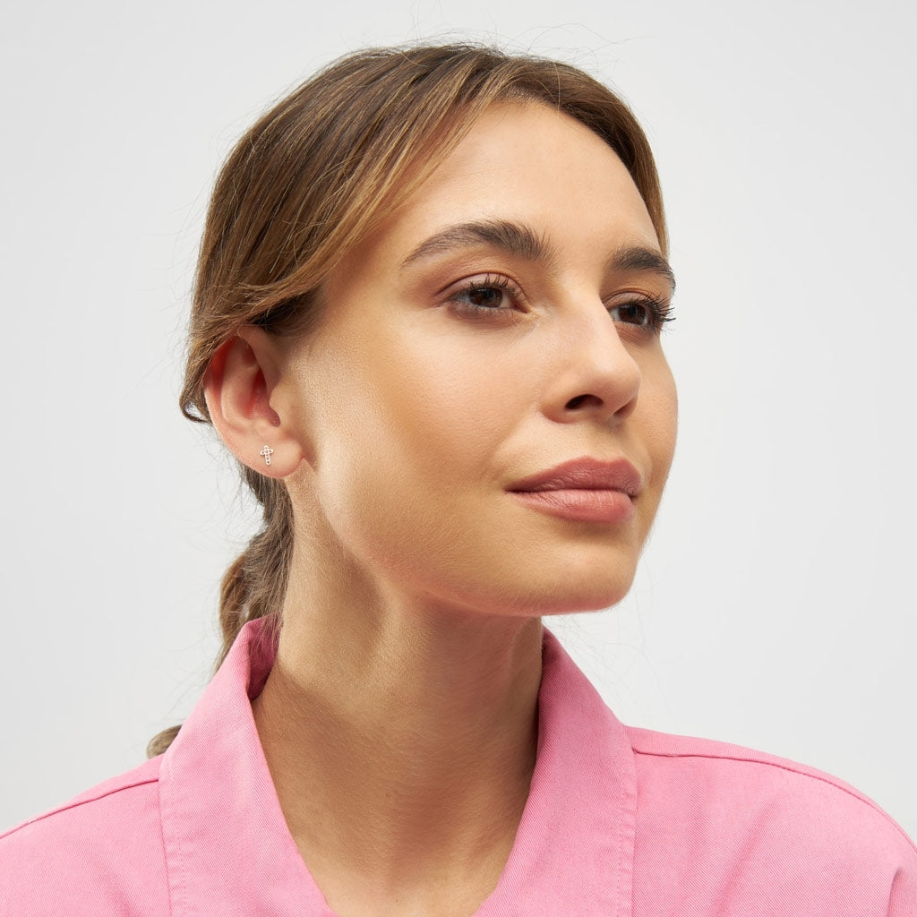 LULU Copenhagen Cross Crystal earring 1 pcs silver Ear stud, 1 pcs Rose