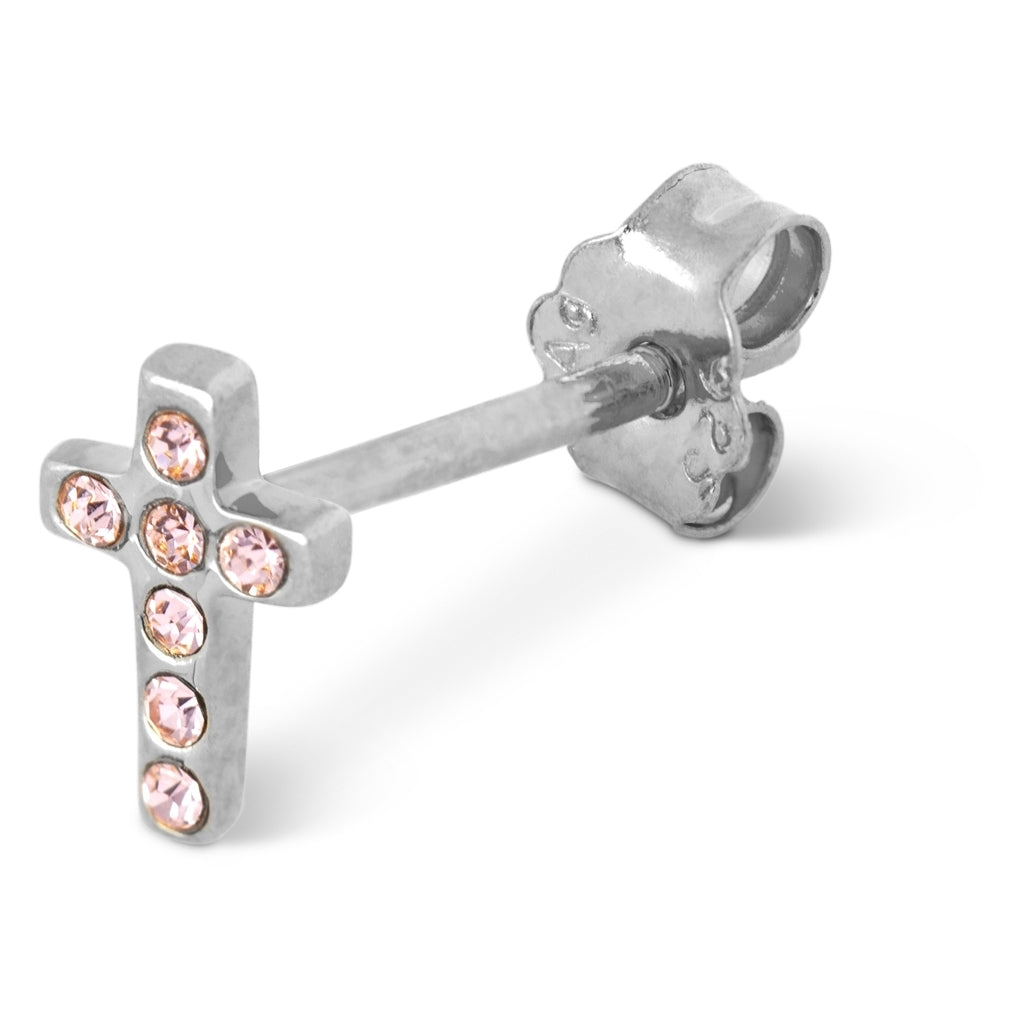 LULU Copenhagen Cross Crystal earring 1 pcs silver Ear stud, 1 pcs Rose