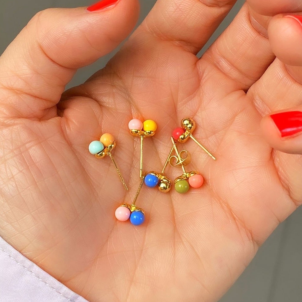 LULU Copenhagen Double Color Ball earring 1 pcs Ear stud, 1 pcs Mint/Dessert Mist